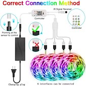 economico Controllo WiFi e musica-luci di striscia led controllo app bluetooth 20m 66ft 600leds / 15m 49ft450leds rgb cambia colore smd5050 sincronizzazione musicale flessibile per la casa cucina decorazione tv