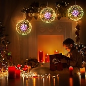 olcso Elemmel működő-led tűzijáték starburst string lámpák kültéri vízálló 120 led diy függő tűzijáték réz tündér girland fények fesztivál party ünnep csillogó fény 2db 1db