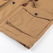 baratos Jaquetas Cargo-Homens Casaco de inverno Blusão Jaqueta Tática Diário Com Cordão Outono &amp; inverno Cor Sólida Básico Com Capuz Grossa Padrão Algodão Ajuste Largo Preto Verde Tropa Cáqui Casaco