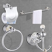 cheap Bathroom Accessory Set-Wall Mounted Silver Bathroom Hardware Towel Bar, Robe Hook, Towel Holder, Toilet Paper Holder, 304Stainless Steel - for Home and Hotel bathroom