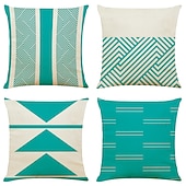 baratos estilo geométrico-capa de almofada 4 unidades quadradas decorativas macias capa de travesseiro capa de almofada fronha para sofá-cama almofada de linho falso lavável mashine de qualidade superior para sofá-cama