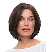 abordables Perruques de qualité supérieure-perruques brunes pour femmes perruque synthétique perruque droite courte cheveux synthétiques brun foncé design à la mode pour femmes confortable brun exquis