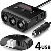 cheap Car Charger-Cigarette Lighter Adapter Car Charger Adapter 12V-24V 3 Socket Splitter Plug LED 4 USB Charger Adapter 2.4A 100W For Phone MP3 DVR
