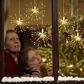 economico Striscie luci a batteria-eleganti luci per fuochi d&#039;artificio impermeabili per feste di matrimonio all&#039;aperto - 180 luci a forma di stella a led in filo di rame scintillanti, 8 modalità, luci sospese con telecomando per