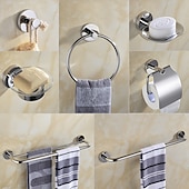 voordelige Toiletrolhouders-badkamer hardware accessoire handdoek ring/toiletrolhouder/mantel haak/zeepschaal en handdoek houder roestvrij staal wandmontage zilver