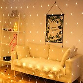 cheap Plug String Lights-1.5x1.5M LED Net Lights, Waterproof Outdoor String Lights, Multi-color Fairy Curtain Lights for Christmas, Wedding, Garden and Holiday Decoration