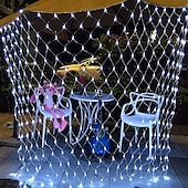 Χαμηλού Κόστους Plug In Ηλεκτρικό-led net net string 6m x 4m 672 leds net lights lights curtain lights for Christmas holiday party decor outdoor string string lights with 8 modes non-waterproofable linkable 220-240v