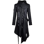 economico Trench da uomo-Unisex Cappotto Invernale Giacca Invernale Serata Formale Fibbia Tutte le stagioni Halloween Regolare Abbigliamento maschile gotico [nero] Giacca