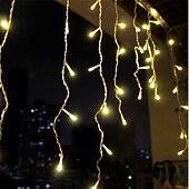 رخيصةأون يعمل بالكهرباء-سلسلة أضواء جليدية أنيقة لحفلات الزفاف - 3 متر × 1 متر، 120 مصباح ليد، مقاومة للماء في الهواء الطلق مع 8 أوضاع، إكليل عيد الميلاد للفناء والحديقة&amp;amp;ديكور النافذة