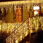 tanie Podłączane do prądu-LED Sznurki Świetlne 6Mx3M 600LED 3Mx3M 300LED 4M 96LED Girlanda Light Droop LED Kurtyna Sople Sznurki Świetlne Dekoracyjne do Ogrodów Centrów Handlowych