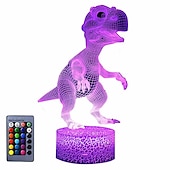 economico Luci notturne 3D-3D dinosauro luce notturna per camera dei bambini sensore smart touch lampada da notte con telecomando usb ricaricabile 7/16 colori lampada da comodino dinosauri giocattoli per ragazzi ragazze