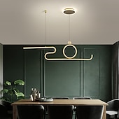 cheap Island Lights-90 cm LED Pendant Light Nordic Island Style Extremely Simple Modern Gold Black Atmosphere Personality Dining Table Long Bar Taipei European Office Restaurant