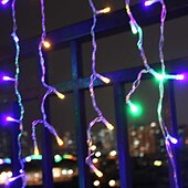 رخيصةأون يعمل بالكهرباء-سلسلة أضواء جليدية أنيقة لحفلات الزفاف - 3 متر × 1 متر، 120 مصباح ليد، مقاومة للماء في الهواء الطلق مع 8 أوضاع، إكليل عيد الميلاد للفناء والحديقة&amp;amp;ديكور النافذة