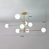 economico Modello a globo-Lampadario a led 105 cm oro lampada a sospensione stile nordico led sputnik design globo paralume in vetro metallo stile moderno elettrolitico 110-120v 220-240v