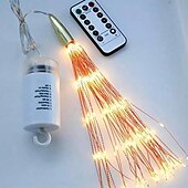 olcso Elemmel működő-led tűzijáték starburst string lámpák kültéri vízálló 120 led diy függő tűzijáték réz tündér girland fények fesztivál party ünnep csillogó fény 2db 1db