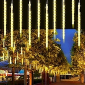 رخيصةأون يعمل بالكهرباء-30 سم * 24 أضواء سلسلة أضواء دش نيزك عيد الميلاد 432 المصابيح 3 قطع أبيض دافئ RGB أبيض أضواء دش النيزك عيد الرعب عيد الميلاد إبداعي ضد الماء ديكور 100-240 V