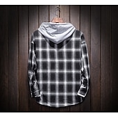 olcso Férfi felsőingek-Férfi Gombos póló Ingkabát Overshirt Hétköznapi viselet Fekete Rubin Medence Hosszú ujj Ruházat