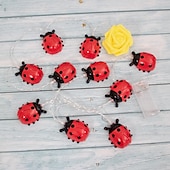 economico Striscie luci a batteria-coccinelle luci stringa led luce fata 3 m 20 led 1.5 m 10 led alimentato a batteria giardino esterno recinzione natale halloween ghirlanda vacanza decorativa