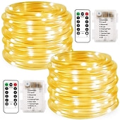 お買い得  電池式-LEDロープライト屋外ストリングライトリモコン付きバッテリー駆動8モード400-200-100led色変更防水LEDストリングライトクリスマスパーティーキャンプデコラティ用フェアリーライト