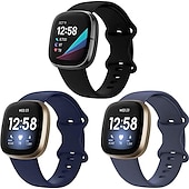 economico Cinturini per orologi Fitbit-3 pezzi Cinturino per orologio  per Fitbit Versa 3 Sense Silicone morbido Sostituzione Cinghia Da donna Da uomo Impermeabile Cinturino sportivo Polsino