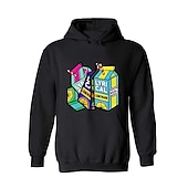 abordables Sudaderas con capucha gráficas para hombre-Hombre Estampado Manga Larga Sudaderas Con Capucha Fresco Design Invierno Un gris Un blanco Un negro Ropa Diseñador Talla Grande S M L XL XXL XXXL
