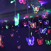 preiswerte Stecker Lichterketten-elegante Hochzeitsempfangsparty 3,5 m LED-Lichterkette in Schmetterlingsform 96 LED-Eiszapfen-Lichtervorhang Weihnachtshochzeit Feiertagsschlafzimmer-Dekorationslampe 110 V 220 V EU-Stecker US-Stecker