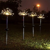 abordables Luces de cuerda solar-Cadena de luces LED de fuegos artificiales solares, decoración de diente de león impermeable para jardines navideños&amp;amp; patios