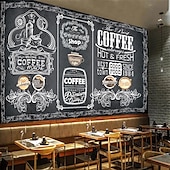 cheap Wallpaper-Coffee Cafe Mural Wallpaper Wall Sticker Covering Print Peel and Stick Self Adhesive Removable for Coffee Cafe Blackboard Canvas Home Décor Multiple Size