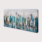 お買い得  風景画-ハング塗装油絵 手描きの 横式 抽象画 風景 近代の インナーフレームなし(枠なし)