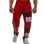 voordelige Joggingbroeken-Voor heren Joggingbroeken Broek Trekkoord Elastische taille Effen Volledige lengte Actief Zwart Rood