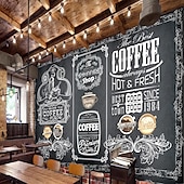 cheap Wallpaper-Coffee Cafe Mural Wallpaper Wall Sticker Covering Print Peel and Stick Self Adhesive Removable for Coffee Cafe Blackboard Canvas Home Décor Multiple Size