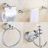 cheap Bathroom Accessory Set-Wall Mounted Silver Bathroom Hardware Towel Bar, Robe Hook, Towel Holder, Toilet Paper Holder, 304Stainless Steel - for Home and Hotel bathroom