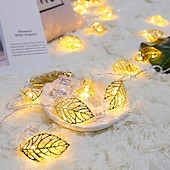 olcso Elemmel működő-arany levélfüzér füzér lámpák, elemes aranylevél tündérlámpák 1,5m &amp;amp; 3 m-es 10/20 LED-ekkel karácsonyi ünnepi dekorációhoz