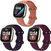 economico Cinturini per orologi Fitbit-3 pezzi Cinturino per orologio  per Fitbit Versa 3 Sense Silicone morbido Sostituzione Cinghia Da donna Da uomo Impermeabile Cinturino sportivo Polsino