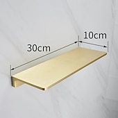 cheap Shower Caddy-Brushed Golden Bathroom Shelf Brass Wall Mounted Metal Floating Rectangle Shelf 1PC