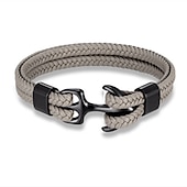 cheap Men&#039;s Jewelry-bracelet for men, sturdy cowhide leather bracelet, multilayer vintage anchor bracelet wrap cuff - blue with silver anchor