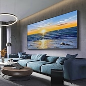 cheap Landscape Paintings-Oil Painting Hand Painted Horizontal Panoramic Abstract Modern Rolled Canvas (No Frame)