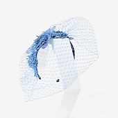 voordelige Fascinators-Hoofdbedekking Net Voile Hoed Bruiloft Casual Thee Feest Valentijnsdag Paard Race Retro Romantisch Klassiek Met Tulle Gezicht Voile Hoofdband Hoofdbedekking jurk om indruk te maken Race Dag Jurk
