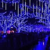 رخيصةأون يعمل بالكهرباء-30 سم * 24 أضواء سلسلة أضواء دش نيزك عيد الميلاد 432 المصابيح 3 قطع أبيض دافئ RGB أبيض أضواء دش النيزك عيد الرعب عيد الميلاد إبداعي ضد الماء ديكور 100-240 V