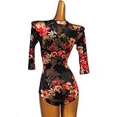 cheap Latin Dancewear-Latin Dance Leotard / Onesie Pattern / Print Women&#039;s Performance Half Sleeve Spandex