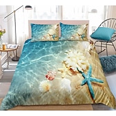 economico Set copripiumino-copripiumino oceano set di biancheria da letto copripiumino con 1 copripiumino o copriletto ， 1 lenzuolo ， 2 federe per matrimoniale / matrimoniale / king (1 federa per doppia / singola)