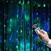 Недорогие Питание от USB-элегантные свадебные приемы вечеринка занавески окна огни 300 светодиодных usb-светильников с пультом дистанционного управления водонепроницаемость ip65 8 настроек мерцающие огни для рождественской