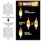 economico Lampadine LED a candela-E14 3w fuoco fiamma lampadine 3 modalità candelabri bianco caldo lampadario a lume di candela per halloween decorazioni per feste di natale c35 c35l 85-265v