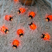 economico Striscie luci a batteria-coccinelle luci stringa led luce fata 3 m 20 led 1.5 m 10 led alimentato a batteria giardino esterno recinzione natale halloween ghirlanda vacanza decorativa