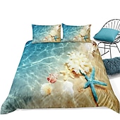 economico Set copripiumino-copripiumino oceano set di biancheria da letto copripiumino con 1 copripiumino o copriletto ， 1 lenzuolo ， 2 federe per matrimoniale / matrimoniale / king (1 federa per doppia / singola)