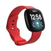 billiga Fitbit klockband-Klockarmband för Fitbit Versa 3 Sense Silikon Ersättning Rem Andningsfunktion Sportband Armband