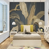 voordelige Behang-muurschildering behang muursticker bekleding print goud tropisch palmblad canvas home decor peel en stick verwijderbaar