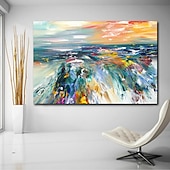preiswerte Abstrakte Gemälde-Ölgemälde handgemalt - abstrakte Landschaft zeitgenössische moderne gestreckte Leinwand