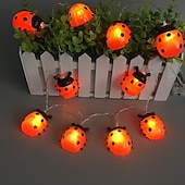 economico Striscie luci a batteria-coccinelle luci stringa led luce fata 3 m 20 led 1.5 m 10 led alimentato a batteria giardino esterno recinzione natale halloween ghirlanda vacanza decorativa