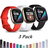 economico Cinturini per orologi Fitbit-3 pezzi Cinturino per orologio  per Fitbit Versa 3 Sense Silicone morbido Sostituzione Cinghia Da donna Da uomo Impermeabile Cinturino sportivo Polsino